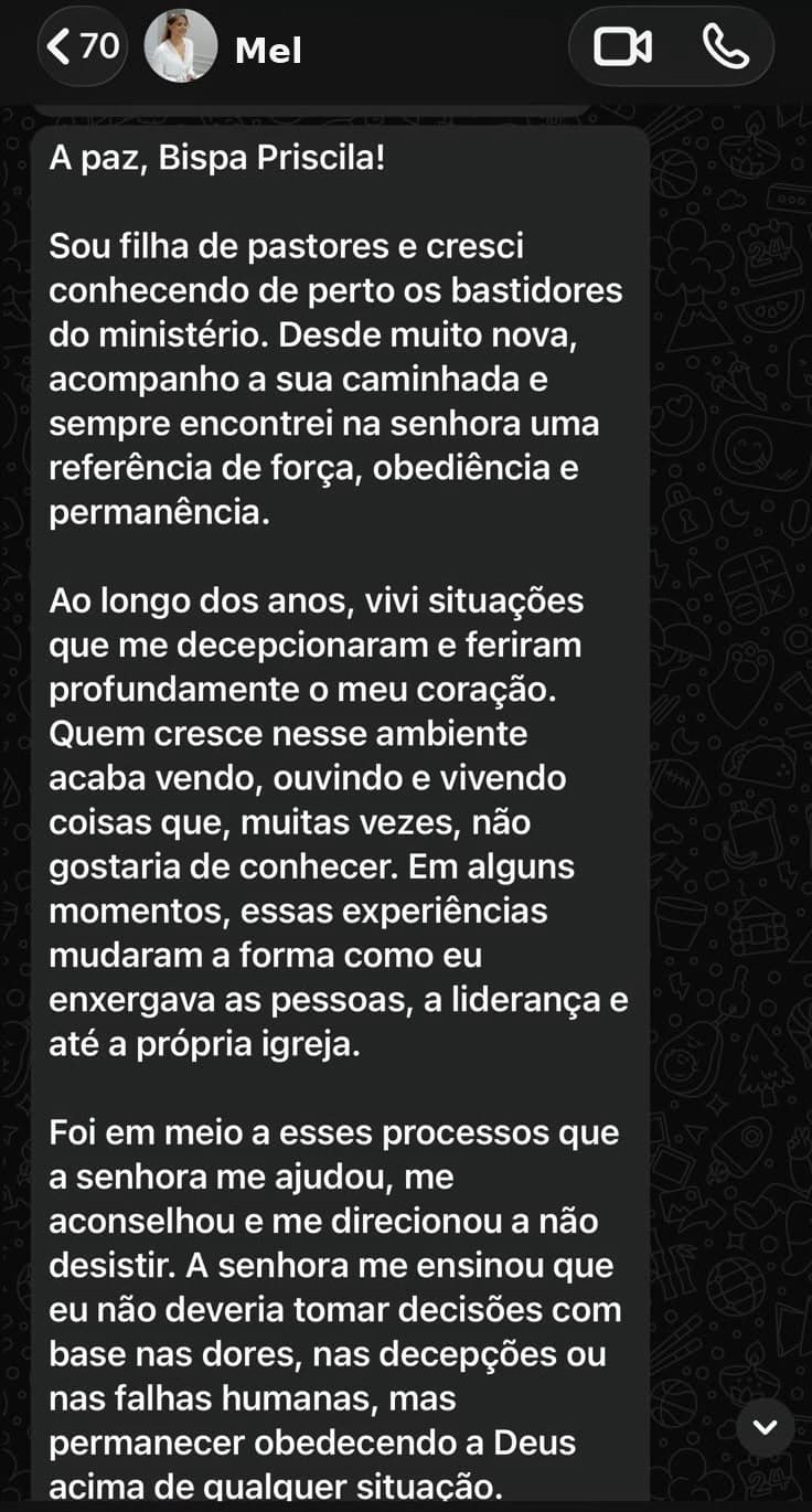 Captura do depoimento de Mel